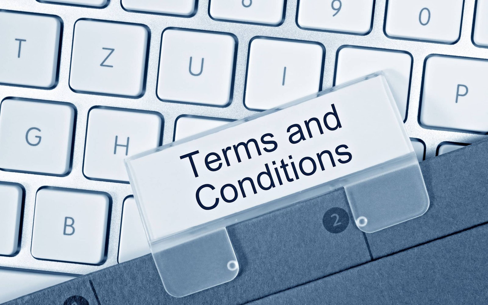 Keyboard with terms and conditions file tab